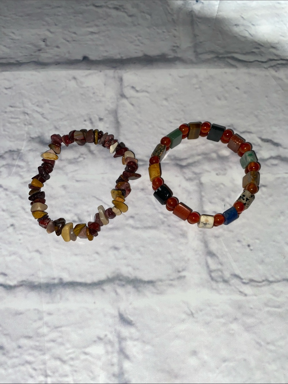 Two Multicolor Stone Beaded Stretchy Bracelets